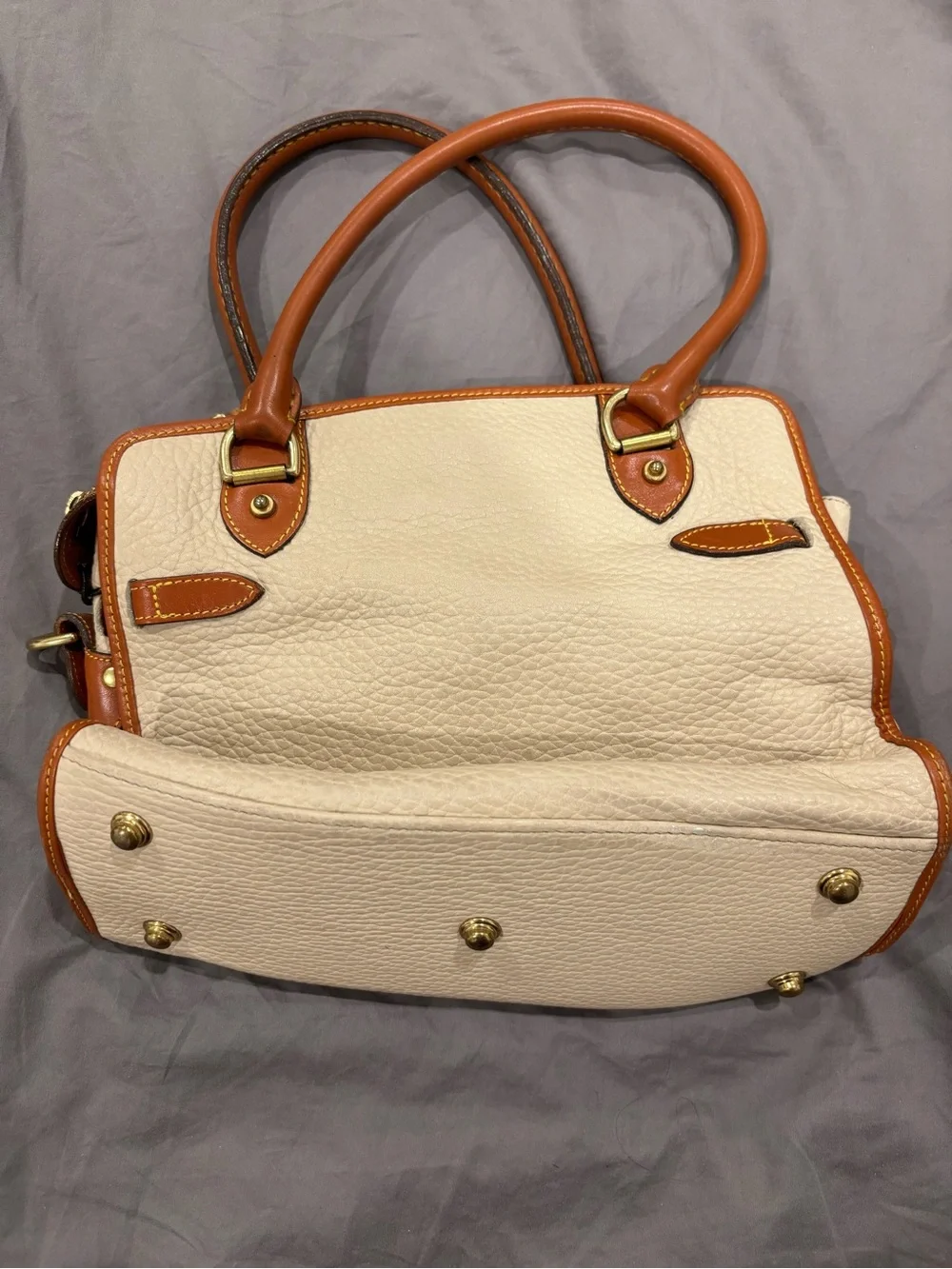 Dooney & Bourke Cream and Tan Leather Satchel